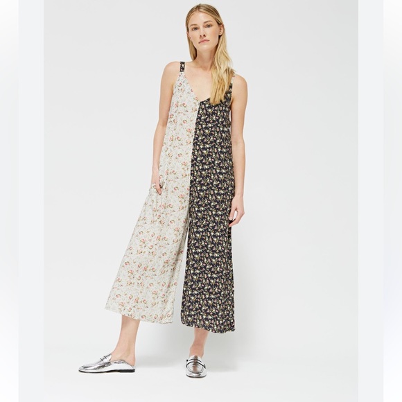LACAUSA TWO TONE FLORAL PRINTED JUMPSUIT - Picture 1 of 6